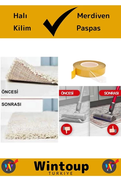 Premium Ekstra Dayanıklı Kilim Paspas Halı Kaydırmaz Sabitleme Çift Taraflı Bant 48mm X 10M 10'lu - 3