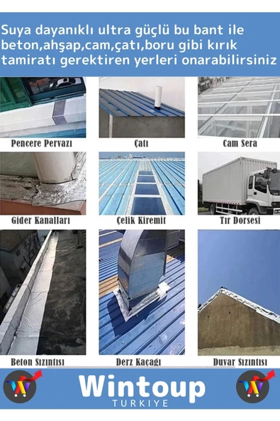 Özel Üretim Süper Güçlü Su Geçirmez Mavi Çok Amaçlı Tamir ve İzolasyon Bandı 48mm x 10m 5 Adet - 2