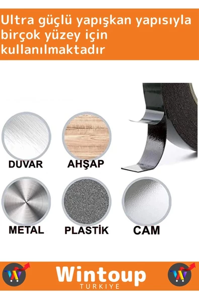 Premium Üretim Dayanıklı İz Bırakmaz Elastik Çift Taraflı 48mm-10Metre Akrilik Köpük Bant 5'li - 2