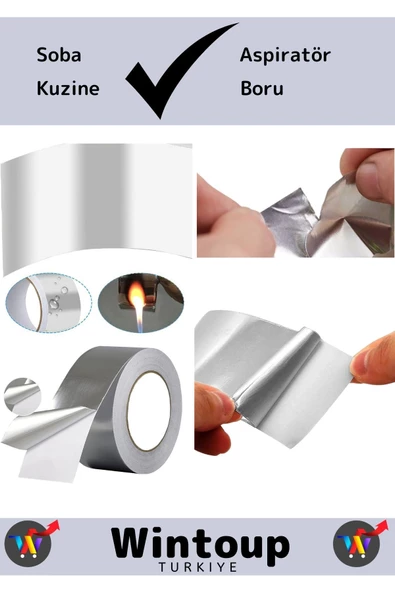 Özel Üretim Suya Sıcaklığa Dayanıklı Tamir Soba Boru Yama Alüminyum Yanmaz Folyo Bant 45mm-5mt 2 Ad - 4