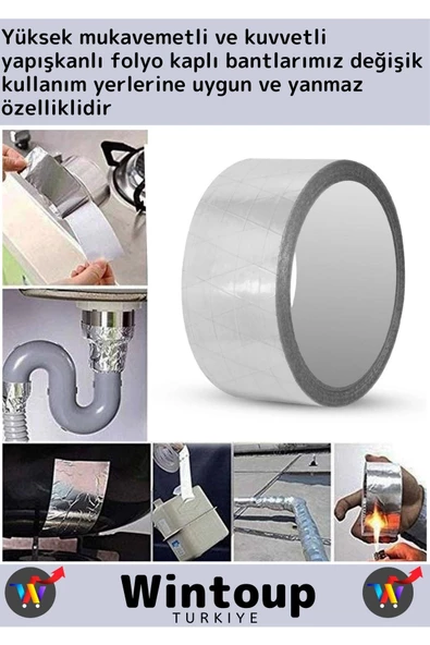 Özel Üretim Suya Sıcaklığa Dayanıklı Tamir Soba Boru Yama Alüminyum Yanmaz Folyo Bant 45mm-5mt 2 Ad - 2