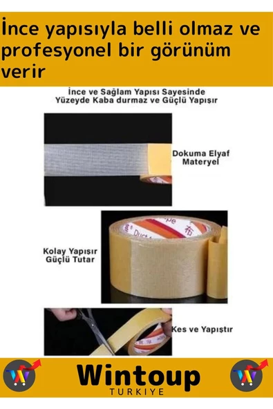 Premium Seri Ultra Güçlü Halı Kilim Sabitleme Yapıştırma Kaydırmaz Çift Taraflı Bant 48mm X 10M 3 Ad - 4