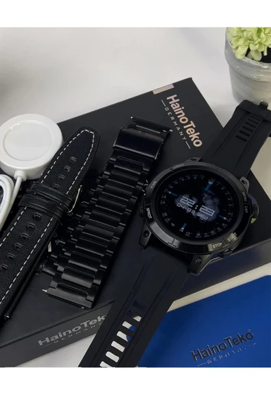RW 46 Large Amoled Sport Watch With Torch Black Edition Wireless Charge 3 Strap Premium Series - 2
