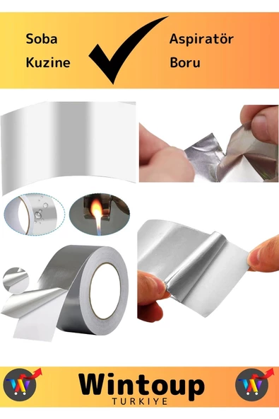 Premium Seri Suya Sıcaklığa Dayanıklı Tamir Soba Boru Yama Alüminyum Yanmaz Folyo Bant 44Mm-20Mt 5Ad - 4