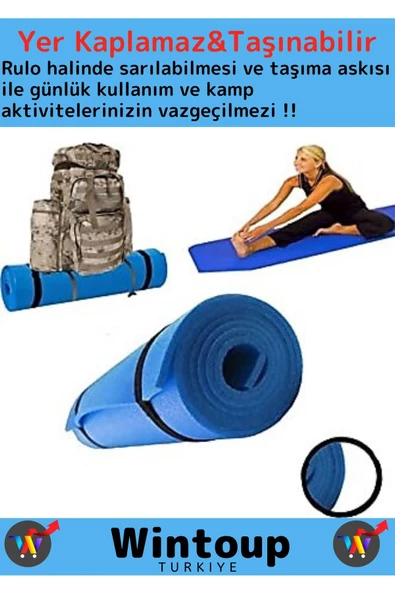 Premium Çift Taraflı Su Geçirmez Taşıma Askılı Kamp Çadır Uyku Matı Minder Yoga Pilates Matı 6,5 Mm - 2