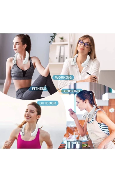 Premium Taşınabilir 5 Hız Kademeli Dijital Şarj Göstergeli Hızlı Soğutma Mini Boyun Fanı Vantilatör - 3