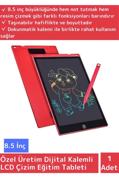 8.5 Inch LCD Dijital Kalemli  Uyumlu  Çocuk Not Resim Grafik Çizim Eğitim Tableti