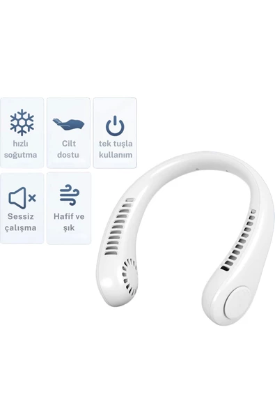 Premium Taşınabilir 5 Hız Kademeli Dijital Şarj Göstergeli Hızlı Soğutma Mini Boyun Fanı Vantilatör - 2