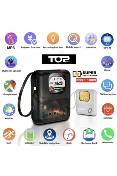 10000 mAh 100 Watt Mini Portable Powerbank Bt Call/Music/Audio Recording/Fast Charging 2024 New ürün görseli