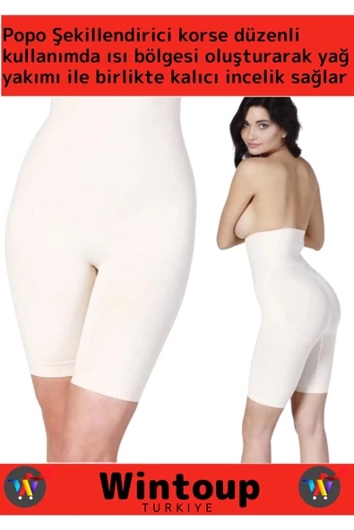 Premium Kalça Dikleştirici Korse Yüksek Bel İz Göstermeyen Kaymaz Push Up Destekli Toparlayıcı Korse - Resim 2