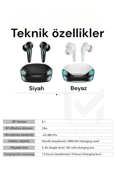 XİAOMİ Modellere Uyumlu Bluetooth Kulaklık K68 Oyuncu Kulaklığı Tws Dokunmatik Hd Ses Mikrofon - 6