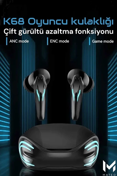 XİAOMİ Modellere Uyumlu Bluetooth Kulaklık K68 Oyuncu Kulaklığı Tws Dokunmatik Hd Ses Mikrofon - 4