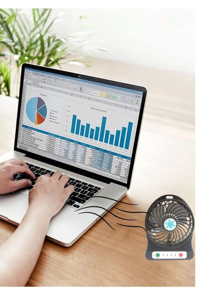 Mini Taşınabilir Portatif Fan 3 Kademeli El Fanı Ofis Ev Gündelik Kullanım - Resim 3