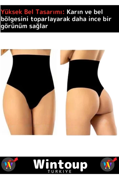 Özel Seri Yüksek Bel Karın Toparlayıcı Kaymaz Sıkılaştırıcı Kadın Slip String Tanga Korse - Resim 2