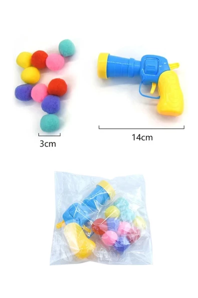 Özel Seri Peluş Top Atan İnteraktif Kedi Oyuncağı Stres Atma Tabancası Tabanca+30 Peluş Top - 4