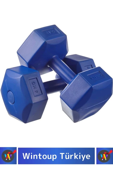 Premium Plastik Spor Egzersiz Fitness Vücut Geliştirme Pilates Ağırlık 4 Kg Dambıl Seti 2 Ad Dumbell - 3