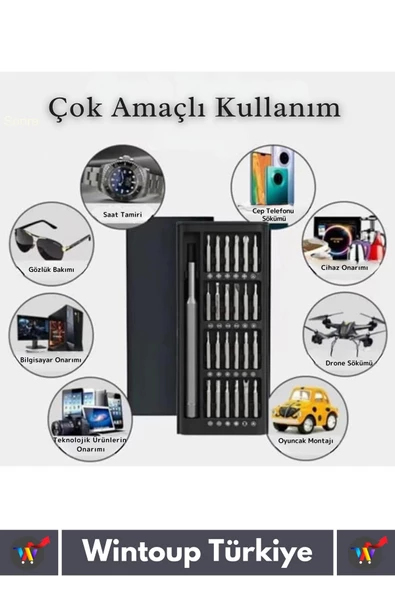 Premium Dayanıklı Mıknatıslı Saat Gözlük Elektronik Taşınabilir Mini Kutulu 25 Parça Tornavida Seti - 3