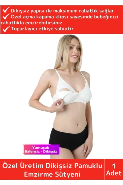 Özel Üretim Pamuklu Toparlayıcı Rahat Dayanıklı Tam Kalıp Dikişsiz Balensiz Klipsli Emzirme Sütyeni ürün görseli