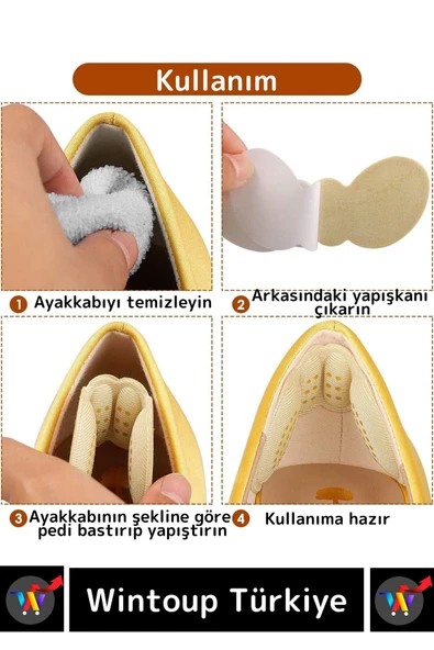 Premium Ayak Topuk Vurma Önleyici Taban Arkası Koruyucu Ayakkabı Daraltma Pedi 5 Mm 2 Çift - 4