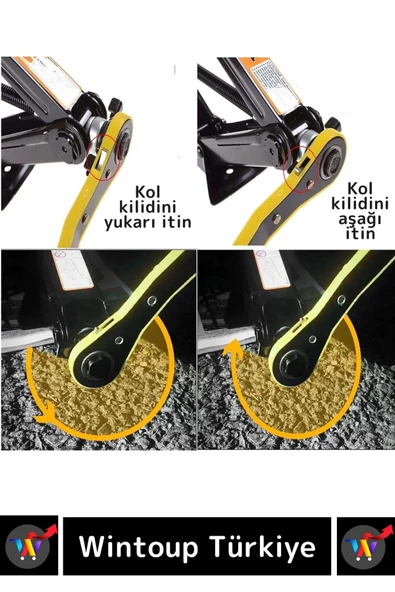 Özel Üretim Dayanıklı Araba Kaldırma Akordiyon Makas Cırcır Kollu 1.5 Ton Bijon Anahtarlı Kriko Set - 3