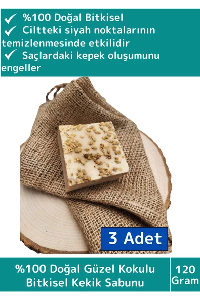 Özel %100 Doğal Bitkisel Güzel Kokulu El Yüz Saç Vücut Cilt Orijinal Kekik Sabunu 120 Gram 3 Adet ürün görseli