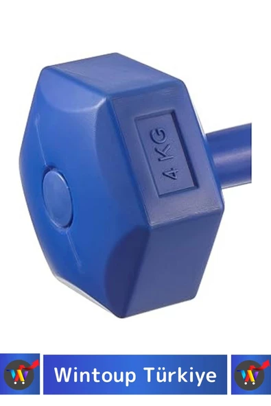 Premium Plastik Spor Egzersiz Fitness Vücut Geliştirme Pilates Ağırlık 4 Kg Dambıl Seti 2 Ad Dumbell - 4