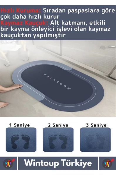 Premium Üretim Nano Teknoloji Kaymaz Kauçuk Süper Hızlı Emici Kuruma Nappa Deri Banyo Duş Paspası - 3