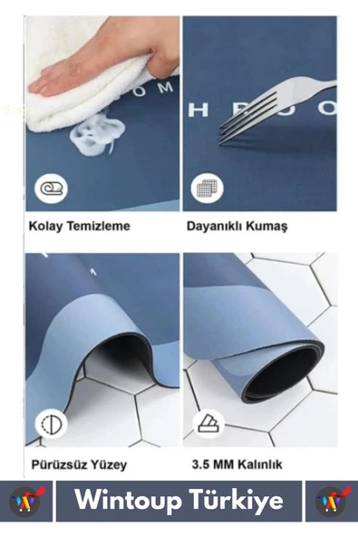 Premium Üretim Nano Teknoloji Kaymaz Kauçuk Süper Hızlı Emici Kuruma Nappa Deri Banyo Duş Paspası - 4