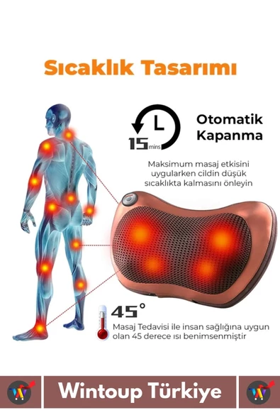Özel Üretim 4 Başlıklı Yıkanabilir Kılıflı Aydınlatma Kutulu Çok Amaçlı Boyun Omuz Sırt Masaj Aleti - 5