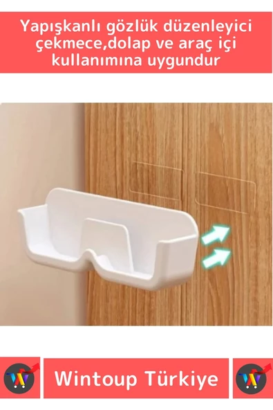 Özel Tasarım Dolap İç Dış Ayna Kenarı Banyo Duvar Araç İçi Kendinden Yapışkanlı Gözlük Standı 5 Adet - 2