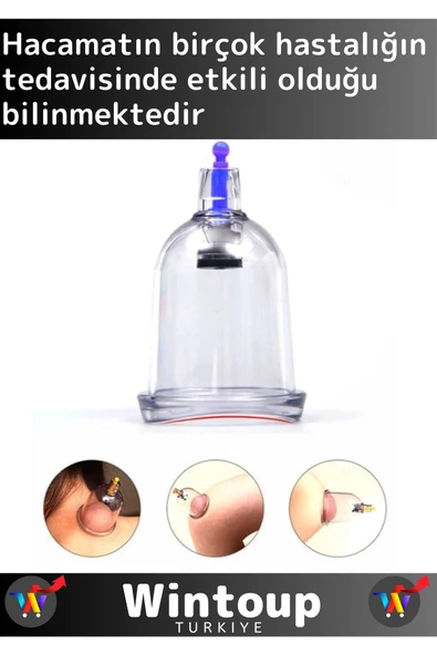 Özel Üretim Yüksek Kaliteli Selülit Çatlak Giderici Vakumlu 6'lı Hacamat Kupası Seti - 2