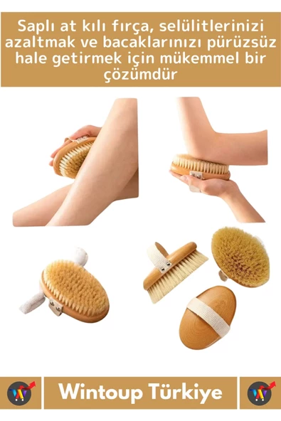 Özel Üretim %100 Doğal Yumuşak Selülit Önleyici Vücut Masajı Etkili Saplı At Kılı Banyo Duş Fırçası - 2