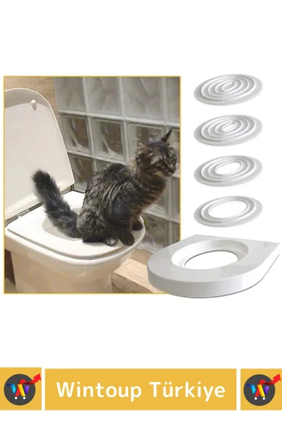 Premium Kedi Klozet Alıştırma Kapağı Kum Kabı WC Yavru Yetişkin Kedi Hijyenik Tuvalet Eğitim Seti - 3