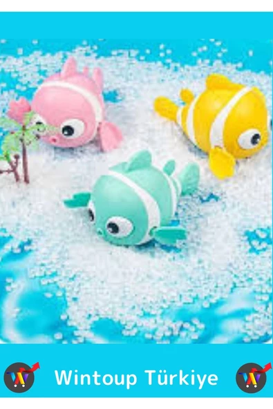Premium Uzun Ömürlü Hafif Kurmalı Eğlenceli Renkli Yüzen Balık Bebek Çocuk Banyo Su Oyuncağı 1 Adet - 4