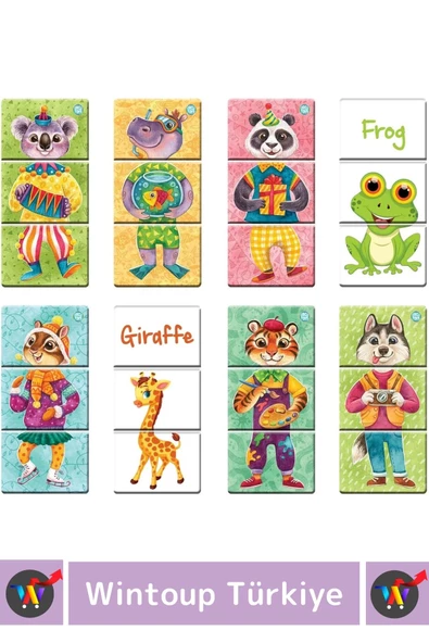 Premium Eğitici Zeka Dil Geliştirici Çocuk El Göz Koordinasyon Animals Mix & Match Karıştır Eşleştir - Resim 3