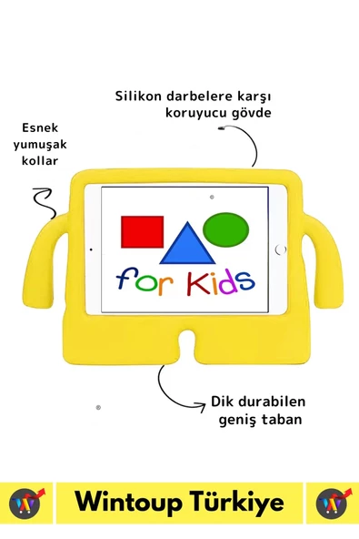 Premium Apple Samsung Uyumlu 8.7 Inch Silikon Yumuşak Tutacaklı Tam Koruma Çocuk Tablet Kılıfı - 2