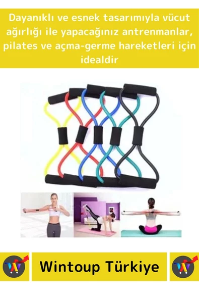 Premium Fitness Aerobik Pilates Jimnastik Egzersiz Spor Kas Açma-Germe Güçlenme Body Direnç Lastiği - 2