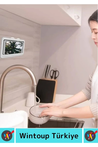 Premium Uzun Ömürlü Duvara Monte Pratik Su Geçirmez Buğu Yapmaz Duş Mutfak Dayanıklı Telefon Kabı - 3