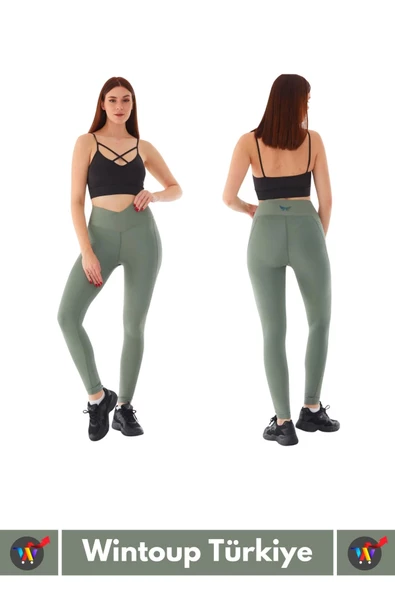 Yeni Kreasyon Sıkı Dokuma Teknolojili Yüksek Bel İç Göstermeyen Cepli Yoga Fitness Gym Spor Tayt - 4