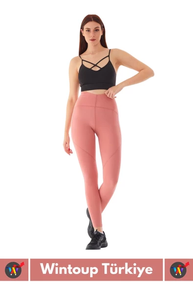 Yeni Kreasyon Sıkı Dokuma Teknolojili Yüksek Bel İç Göstermeyen Cepli Yoga Fitness Gym Spor Tayt - 3