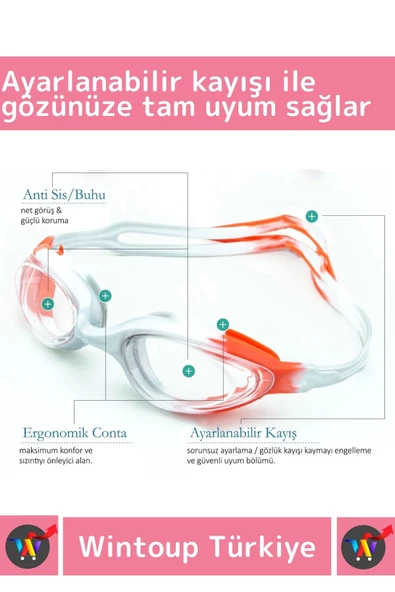 Özel Ayarlanabilir Kayışlı Su Geçirmez UV Koruma Silikon Plastik Antifog Kutulu Çocuk Deniz Gözlüğü - 2