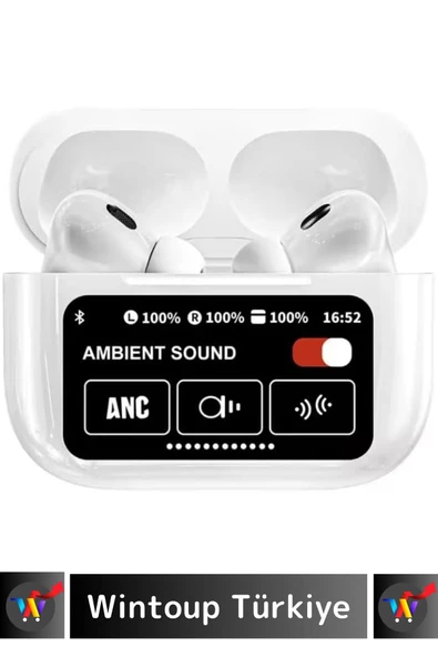 Özel iPhone 16 Pro Uyumlu OLED Ekran ANC/Arama Yanıtlama/Müzik Çalar Kulak İçi Bluetooth Kulaklık - Resim 2