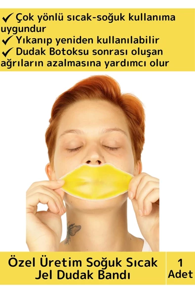 Premium Dudak Botoksu Soğuk Sıcak Termojel Yıkanabilir Isıtıcı Soğutucu Jel Sarı Dudak Bandı