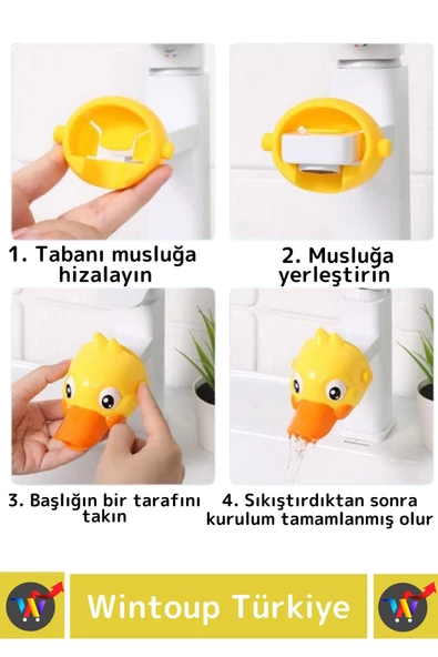 Premium Sağlam Pratik Kolay Montaj Çocuklar İçin İlgi Çekici Eğlenceli Sevimli Ördek Musluk Başlığı - 3