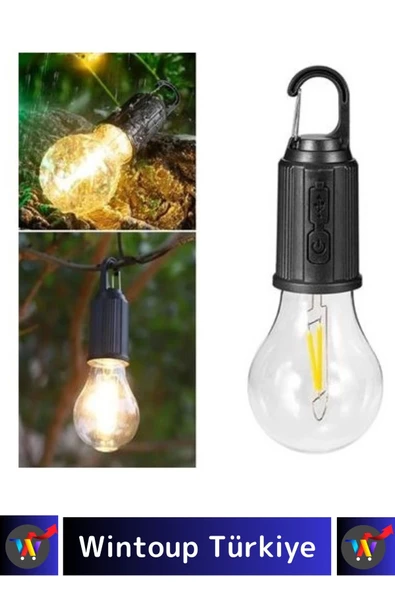 Premium 3 Modlu Suya Dayanıklı Kablosuz Askılı Kırılmaz Kamp Aydınlatma Şarjlı Taşınabilir LED Ampul - 3