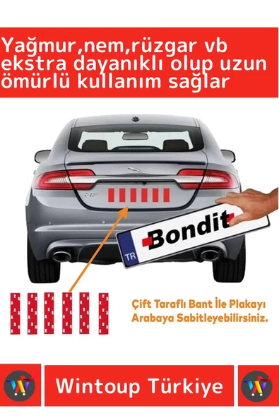 Premium Yağmur Rüzgar Neme Ekstra Güçlü Isıya Dayanıklı 9,5 X 3 Cm Çift Taraflı Plaka Bandı 24 Adet - 2