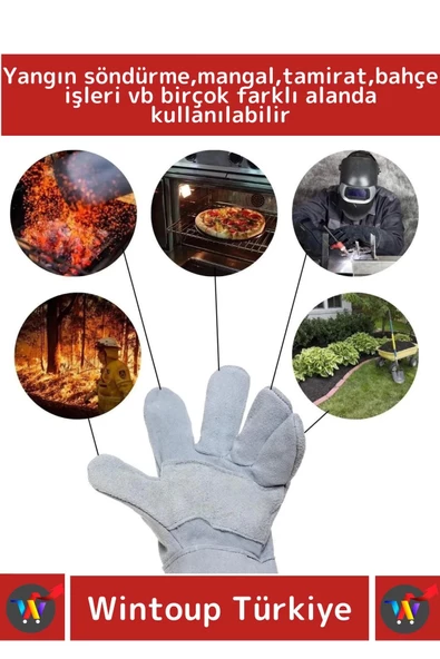 Yanmaz Eldiven Kaynak Yangın Mangal Tamir Su Geçirmez Yüksek Isıya Dayanıklı Çok Amaçlı Eldiven 1 Ad - 2