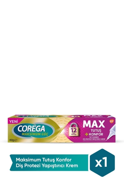 COREGA Maksimum Tutuş & Konfor Yapıştırıcı Krem 40g