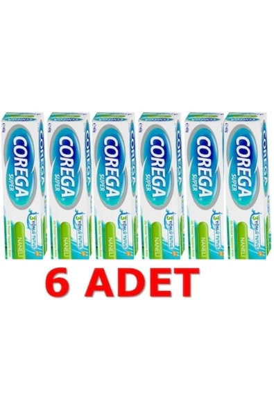 COREGA Super Diş Protez Yapıştırıcı Naneli Krem 40gr X 6adet