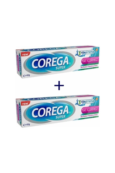 COREGA Süper 3 Yönlü Tutuş Diş Protez Yapıştırıcı Krem Tat Içermez 40 Gr - 2 Adet